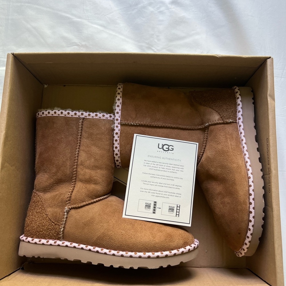 UGG Brown and Pink Boots polka dot 78th anniversary